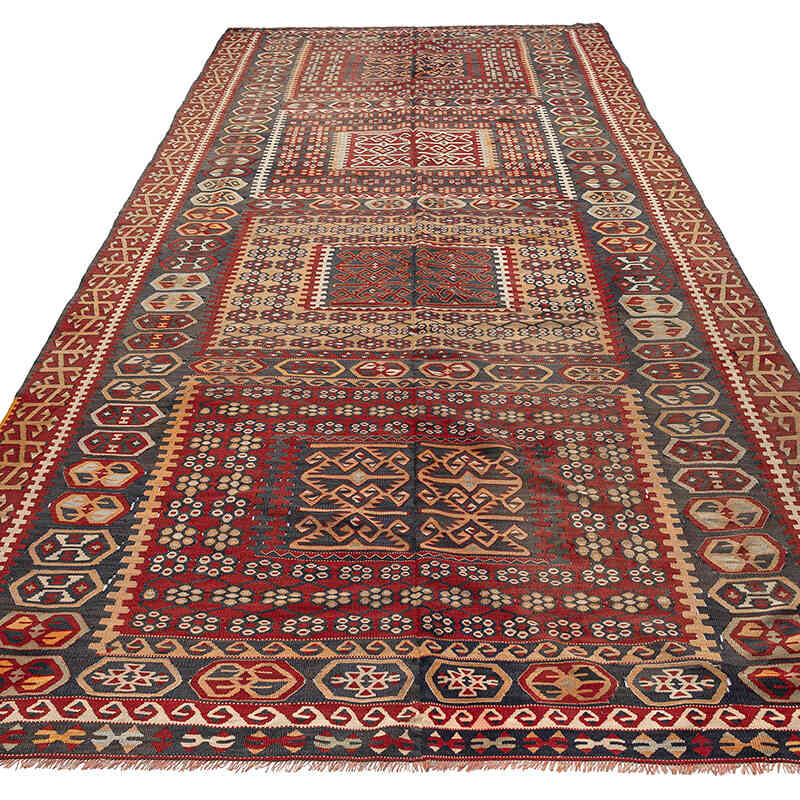 Vintage Kayseri Kilim Rug - 6' 4" x 12' 6" (76" x 150") - K0072542