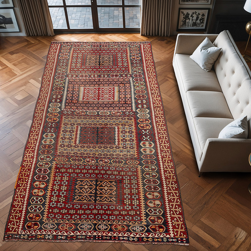 Vintage Kayseri Kilim Rug - 6' 4" x 12' 6" (76" x 150") - K0072542