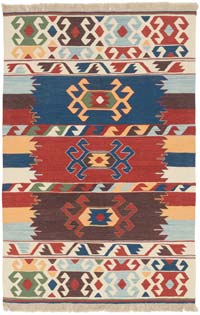 New Handwoven Turkish Kilim Rug - 4' 1" x 6' 3" (49" x 75")
