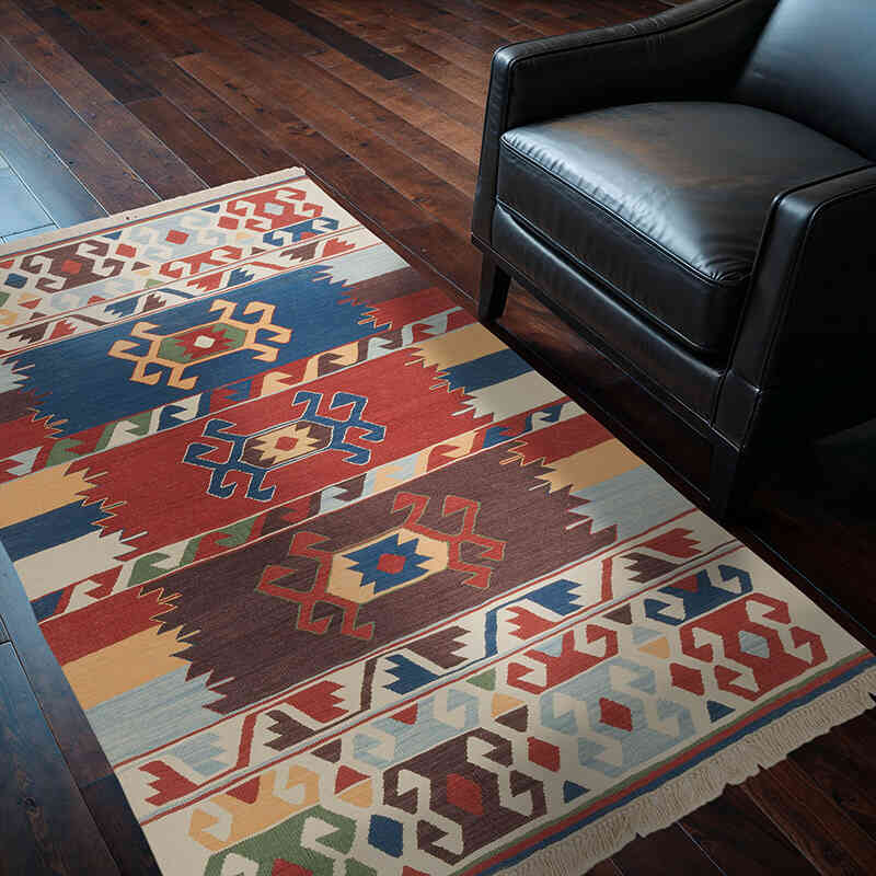 Nueva Alfombra Turca Kilim - 124 cm x 190 cm - K0072823