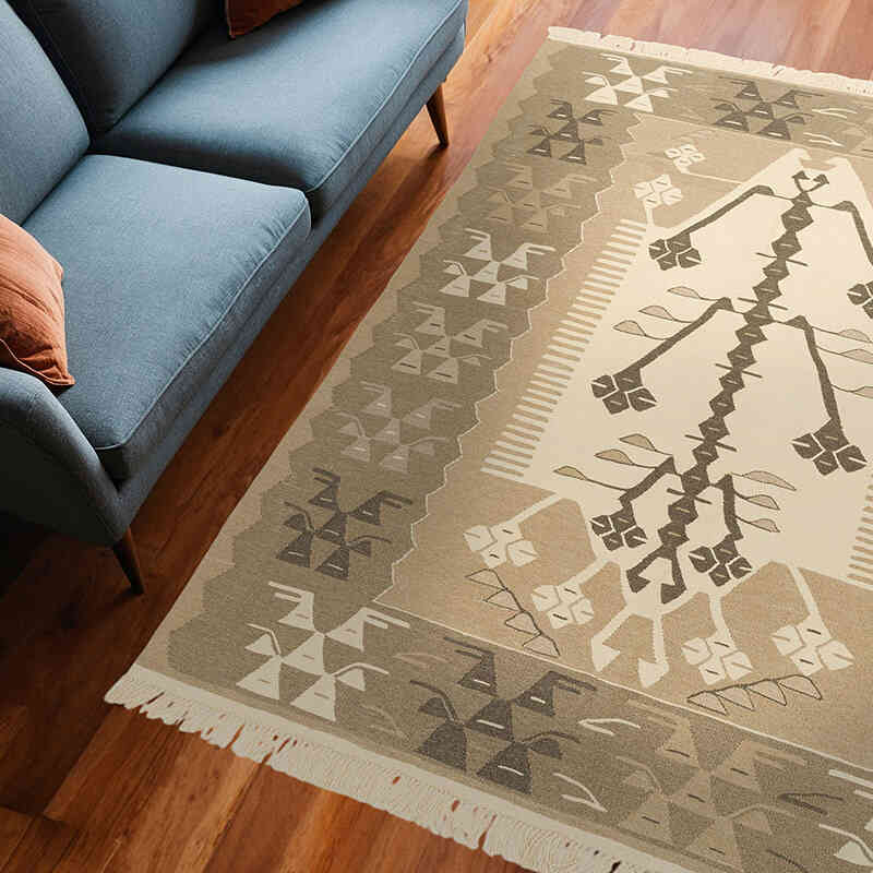New Handwoven Turkish Kilim Rug - 6'  x 7' 9" (72" x 93") - K0072860