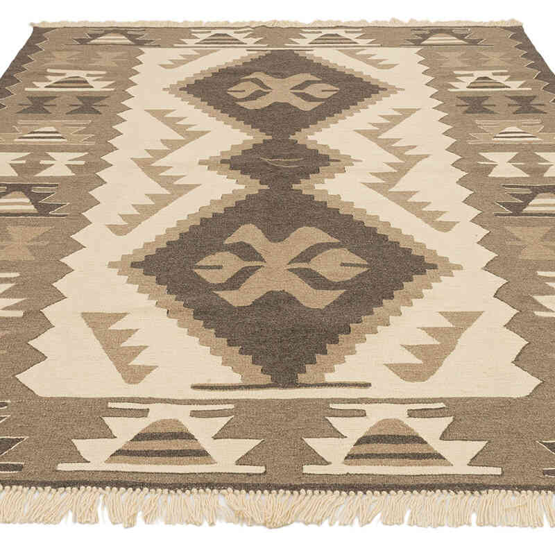 New Handwoven Turkish Kilim Rug - 6' 1" x 7' 3" (73" x 87") - K0072862