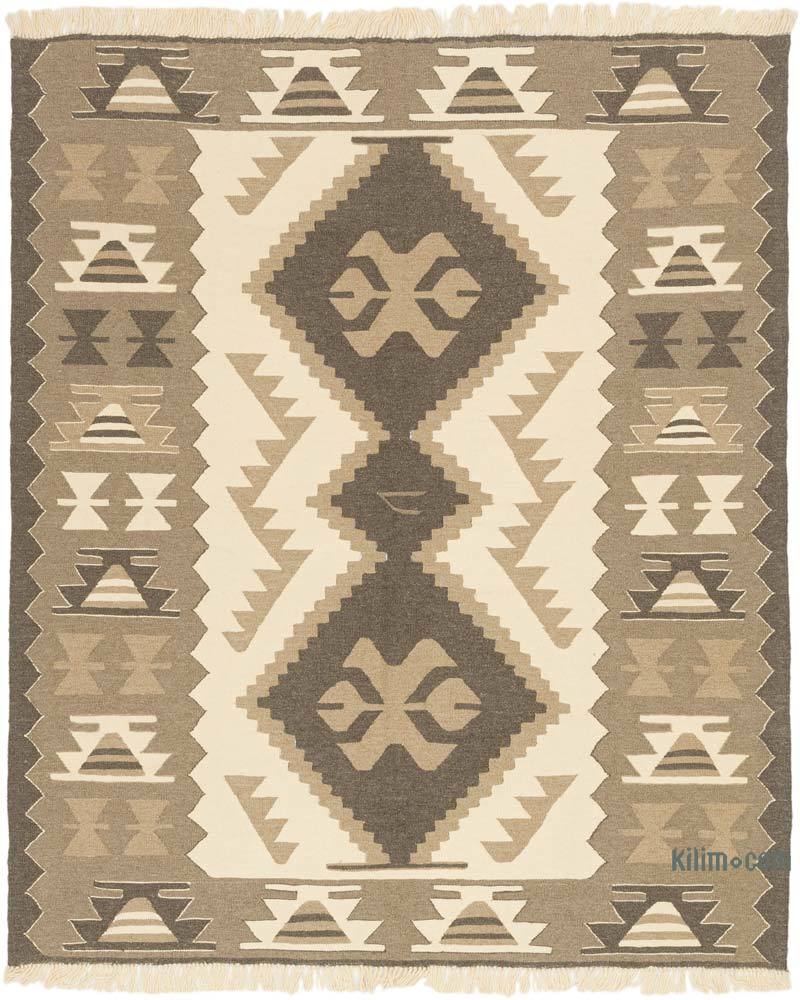 New Handwoven Turkish Kilim Rug - 6' 1" x 7' 3" (73" x 87") - K0072862