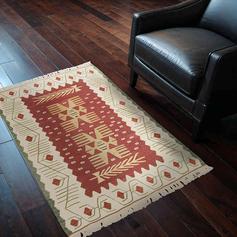Yeni Kök Boya El Dokuma Kilim - 93 cm x 131 cm - K0072865