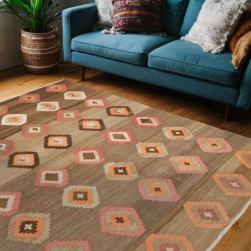 Vintage Turkish Kilim Rug - 5' 7" x 7'  (67" x 84") - K0072873