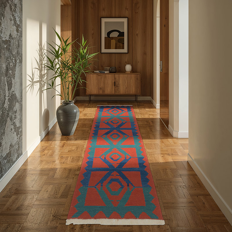 New Handwoven Turkish Kilim Runner - 3' 2" x 9' 7" (38" x 115") - K0072877