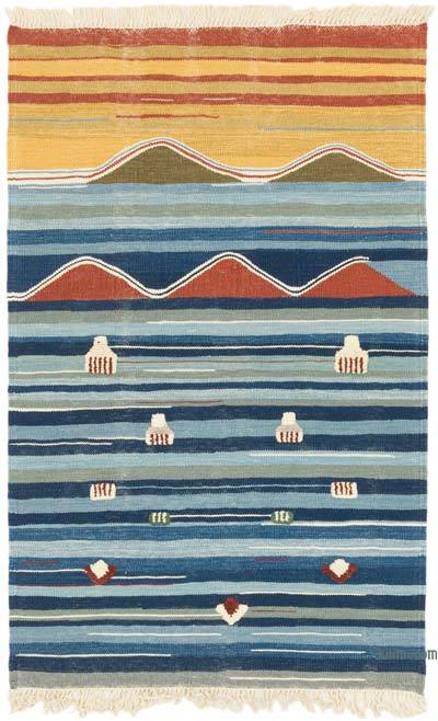 New Handwoven Turkish Kilim Rug - 3' 3" x 5' 1" (39" x 61")