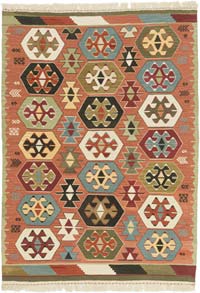 New Handwoven Turkish Kilim Rug - 3' 5" x 4' 10" (41" x 58")