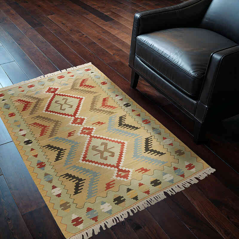 New Handwoven Turkish Kilim Rug - 3' 5" x 4' 9" (41" x 57") - K0072911