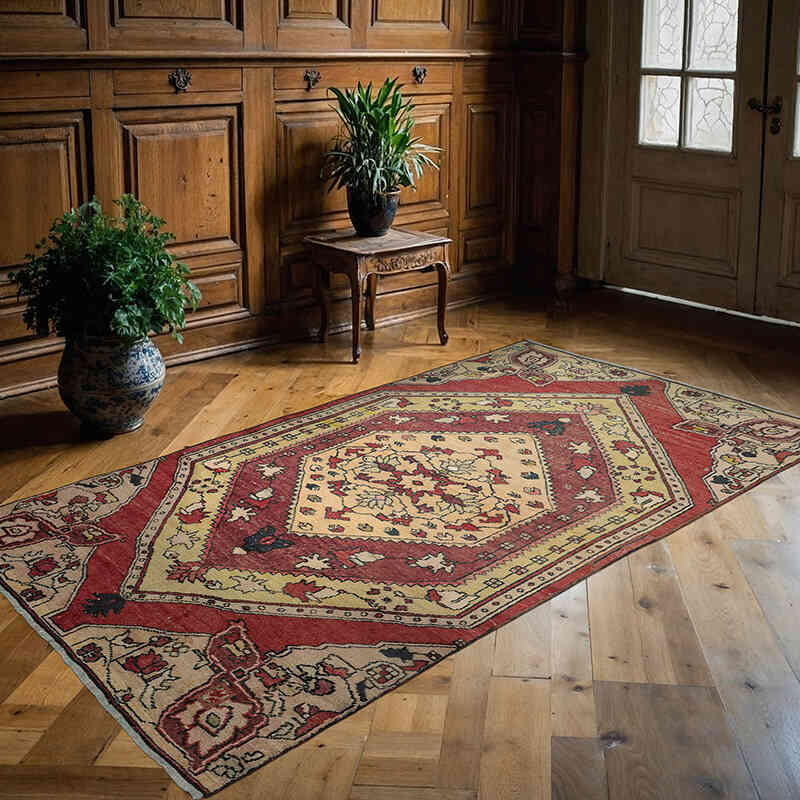 Alfombra Vintage Turca Anudada a Mano - 132 cm x 246 cm - K0072961