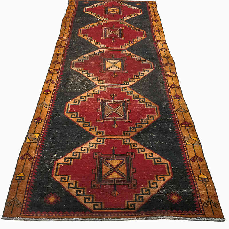 Vintage Turkish Hand-Knotted Runner - 3' 7" x 10' 5" (43" x 125") - K0072963