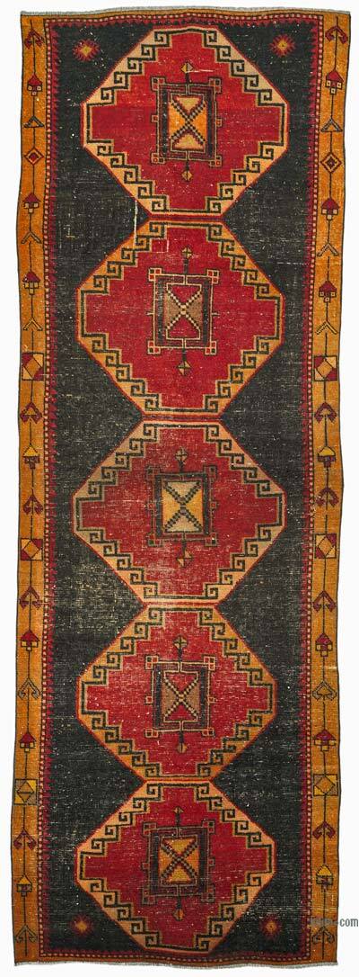 Vintage Turkish Hand-Knotted Runner - 3' 7" x 10' 5" (43" x 125")