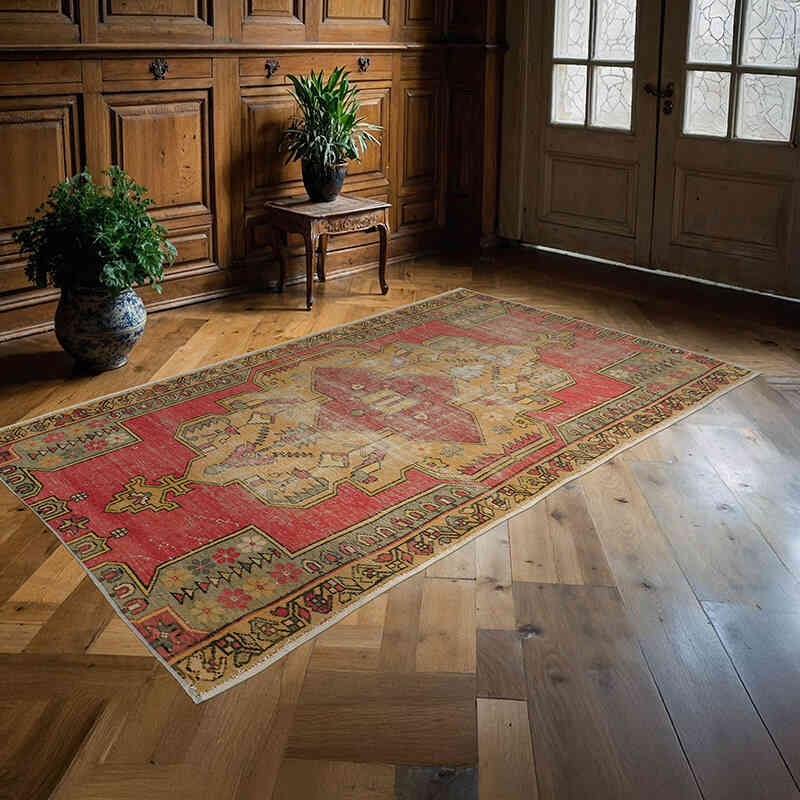 Alfombra Vintage Turca Anudada a Mano - 132 cm x 220 cm - K0072969