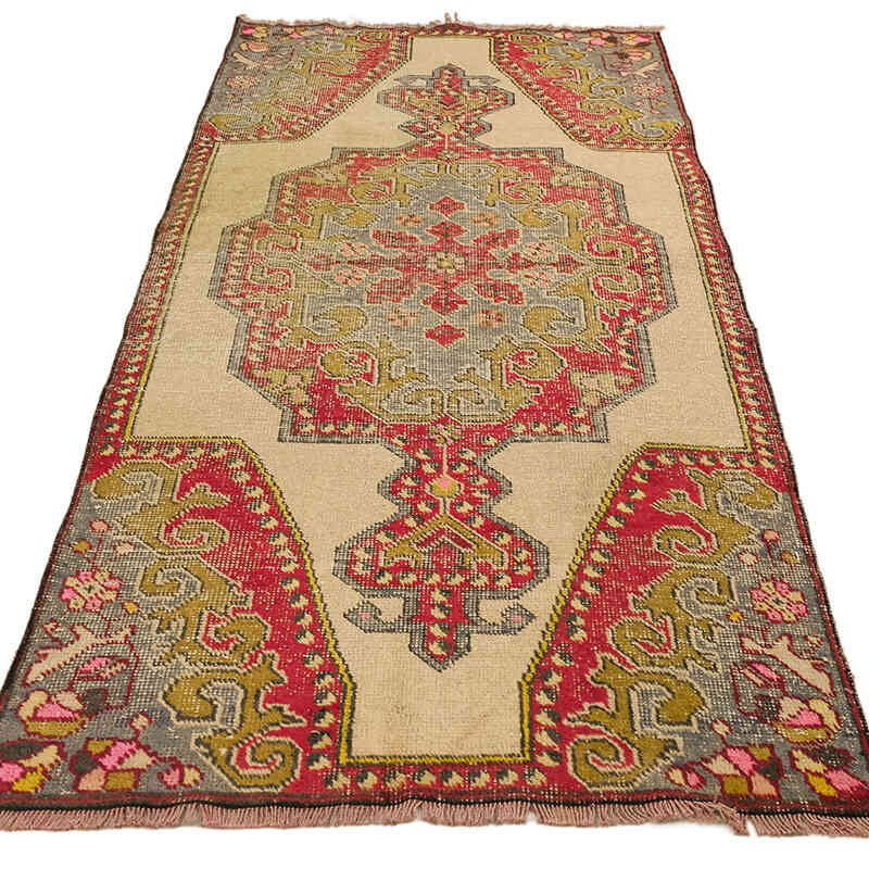 Vintage Turkish Hand-Knotted Rug - 3' 8" x 7' 1" (44" x 85") - K0072974