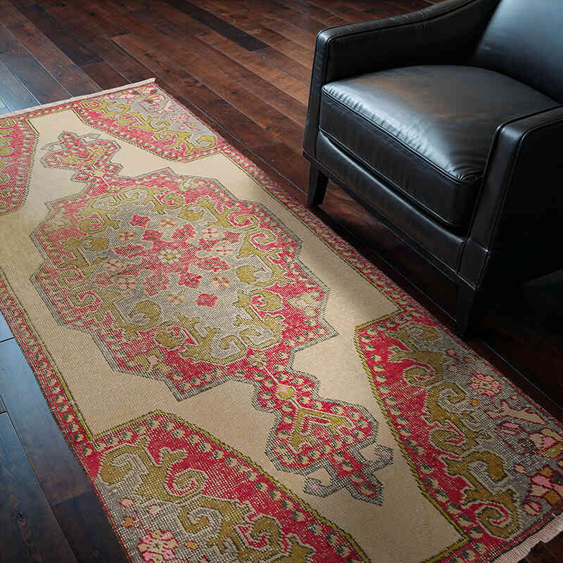 Vintage Turkish Hand-Knotted Rug - 3' 8" x 7' 1" (44" x 85") - K0072974