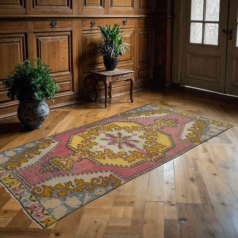 Alfombra Vintage Turca Anudada a Mano - 110 cm x 228 cm - K0072976
