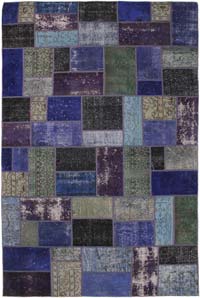Patchwork Hand-Knotted Turkish Rug - 6' 5" x 9' 10" (77" x 118")