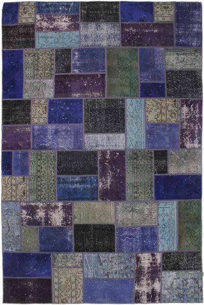 Patchwork Hand-Knotted Turkish Rug - 6' 5" x 9' 10" (77" x 118")