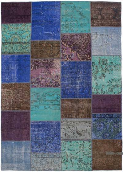 Patchwork Hand-Knotted Turkish Rug - 5' 7" x 8'  (67" x 96")
