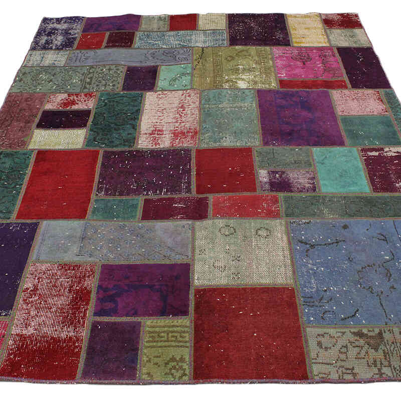 Patchwork Hand-Knotted Turkish Rug - 5' 5" x 7' 3" (65" x 87") - K0072995