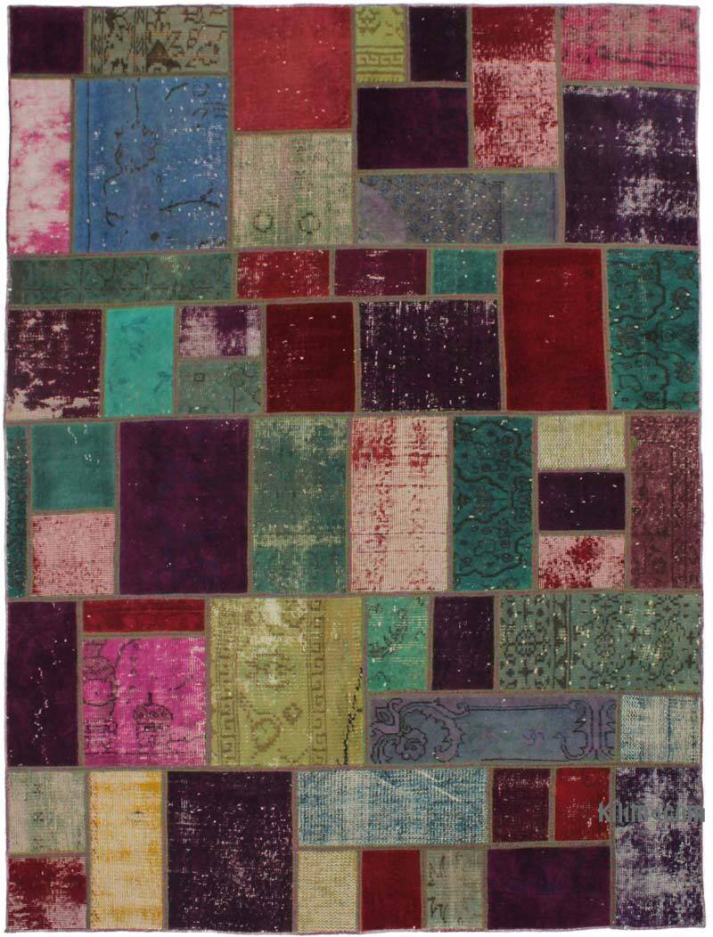 Patchwork Hand-Knotted Turkish Rug - 5' 5" x 7' 3" (65" x 87") - K0072995