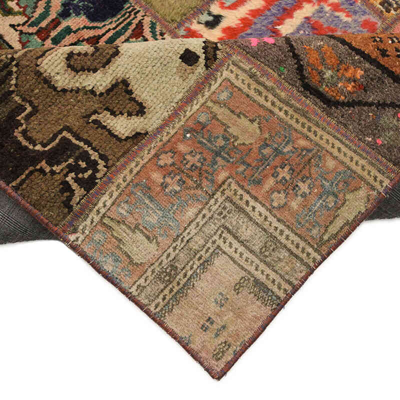 Patchwork Hand-Knotted Turkish Rug - 4' 10" x 6' 8" (58" x 80") - K0073002