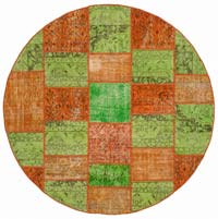 Yuvarlak Boyalı Patchwork Halı - 200 cm x 200 cm