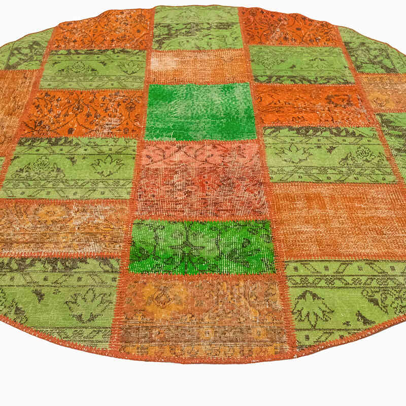 Yuvarlak Boyalı Patchwork Halı - 200 cm x 200 cm - K0073009