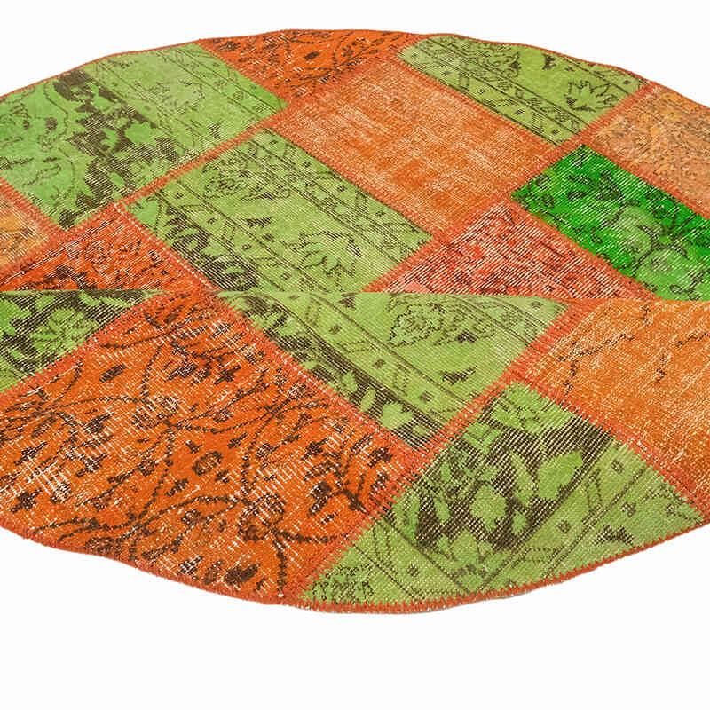 Yuvarlak Boyalı Patchwork Halı - 200 cm x 200 cm - K0073009