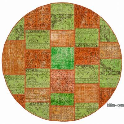 Yuvarlak Boyalı Patchwork Halı - 200 cm x 200 cm