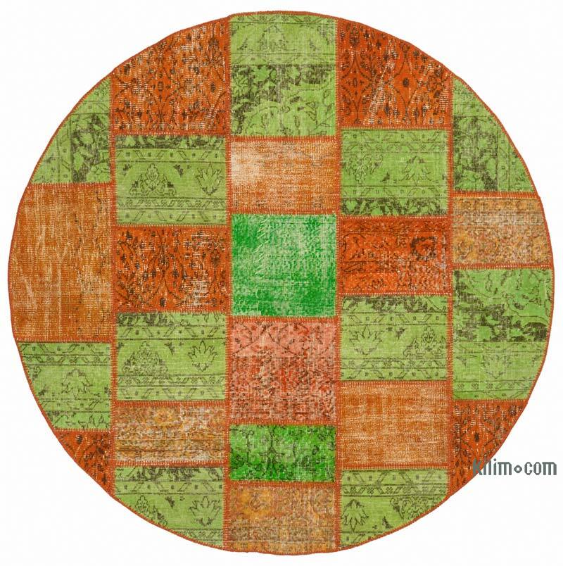 Yuvarlak Boyalı Patchwork Halı - 200 cm x 200 cm - K0073009