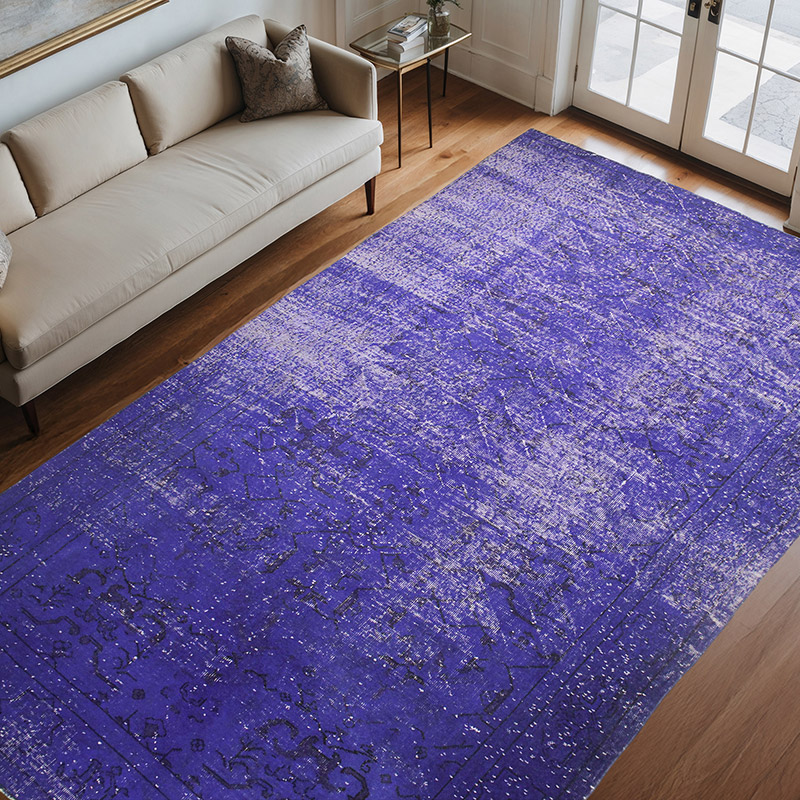 Over-dyed Vintage Hand-Knotted Turkish Rug - 6' 10" x 10' 10" (82" x 130") - K0073013