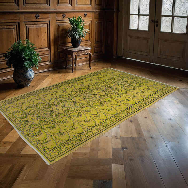 Boyalı El Dokuma Vintage Halı - 145 cm x 235 cm - K0073031