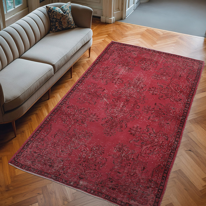 Over-dyed Vintage Hand-Knotted Turkish Rug - 5' 4" x 9' 1" (64" x 109") - K0073055