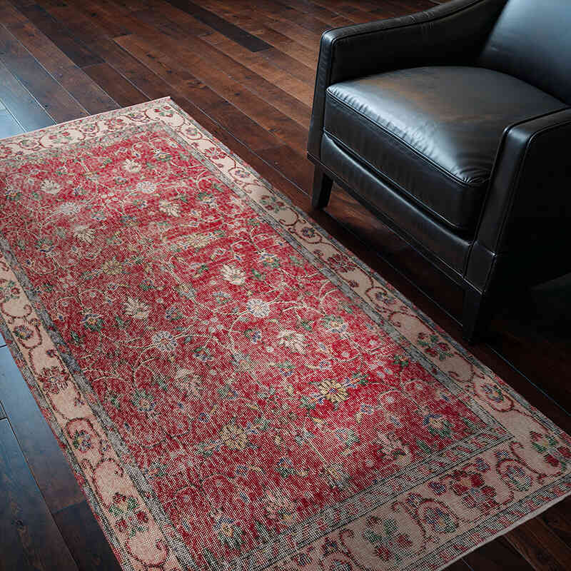 Alfombra Vintage Turca Anudada a Mano - 110 cm x 200 cm - K0073129