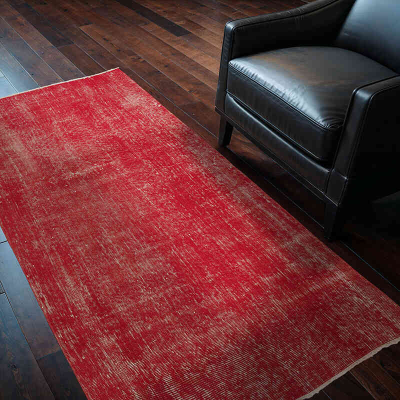 Over-dyed Vintage Hand-Knotted Turkish Rug - 3' 7" x 6' 4" (43" x 76") - K0073131