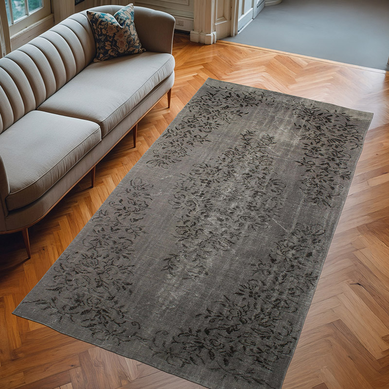 Over-dyed Vintage Hand-Knotted Turkish Rug - 4' 11" x 9'  (59" x 108") - K0073146