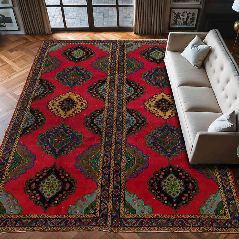 Alfombra Vintage Turca Anudada a Mano - 286 cm x 388 cm - K0073173