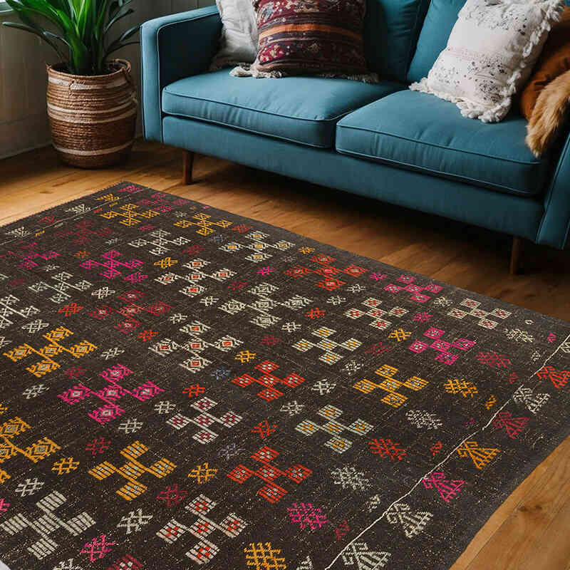 Vintage Anatolian Jijim Rug - 5' 1" x 6' 11" (61" x 83") - K0073189
