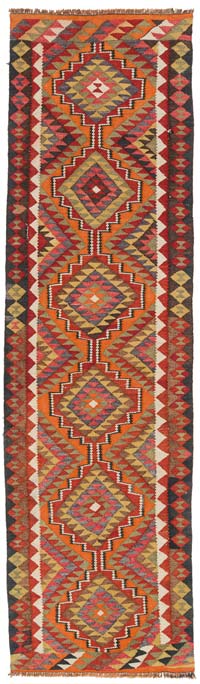 Vintage Tribal Kilim Runner - 2' 10" x 10'  (34" x 120")