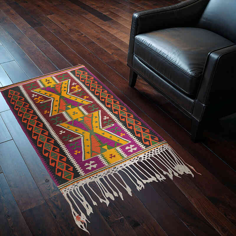 Alfombra Vintage Kilim Turca - 93 cm x 140 cm - K0073202