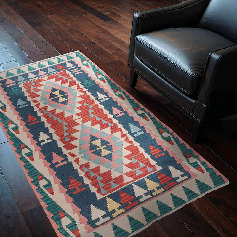 Vintage Turkish Kilim Rug - 3' 5" x 5' 5" (41" x 65") - K0073212