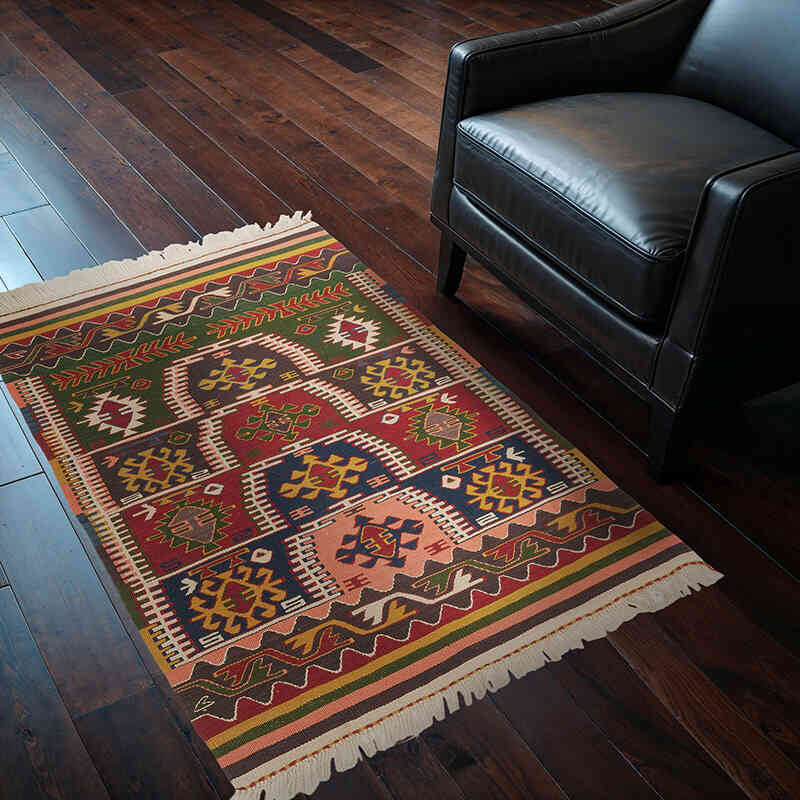 Vintage Turkish Kilim Rug - 3' 1" x 4' 3" (37" x 51") - K0073221