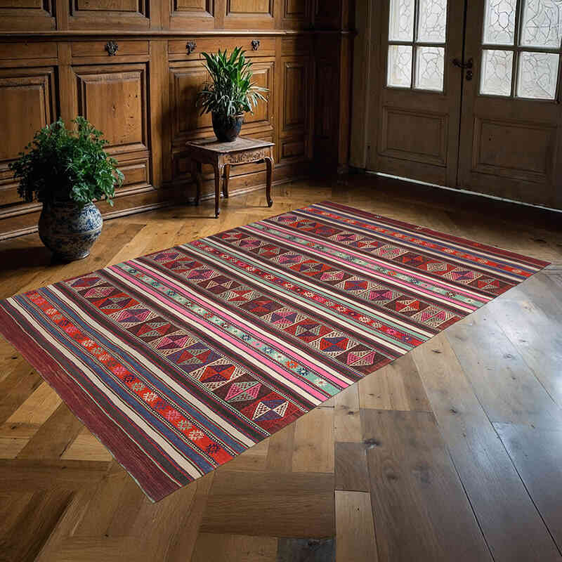 Vintage Anatolian Jijim Rug - 4' 10" x 7' 9" (58" x 93") - K0073253