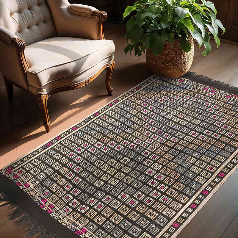 Vintage Anatolian Jijim Rug - 4' 11" x 6' 9" (59" x 81") - K0073257