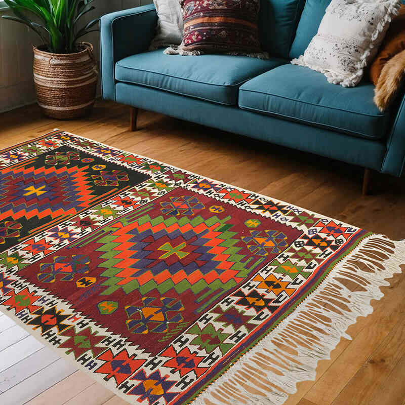 Vintage Turkish Kilim Rug - 4' 4" x 6' 7" (52" x 79") - K0073271