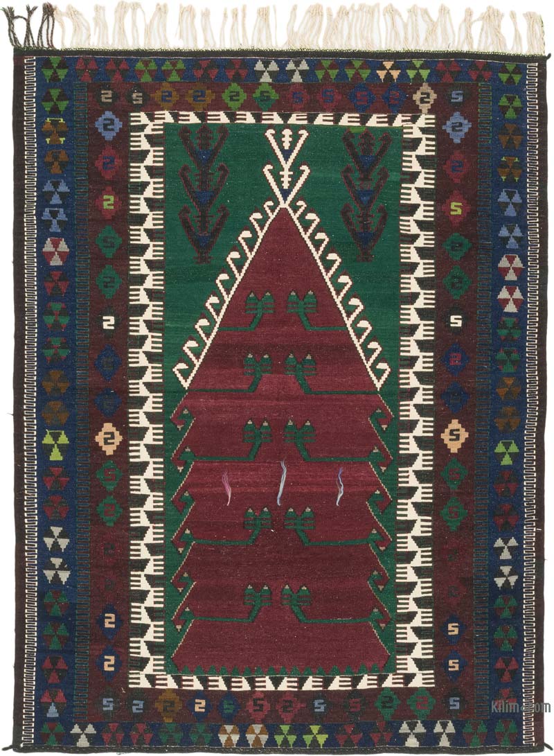 Vintage Turkish Kilim Rug - 4' 8" x 6' 3" (56" x 75") - K0073286