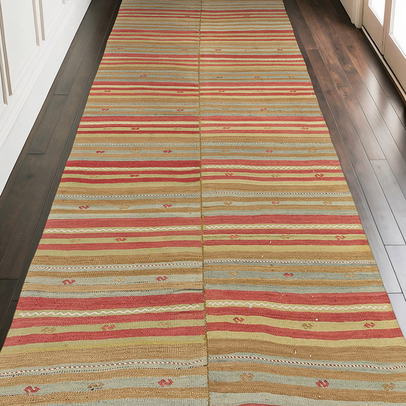 Vintage Turkish Kilim Rug - 4' 9" x 11' 6" (57" x 138") - K0073294