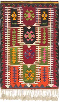 Vintage Turkish Kilim Rug - 2' 11" x 4' 6" (35" x 54")