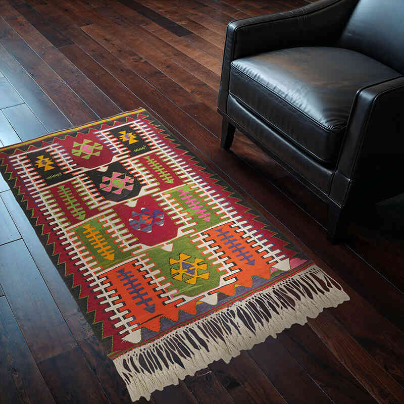 Vintage Turkish Kilim Rug - 2' 11" x 4' 6" (35" x 54") - K0073309